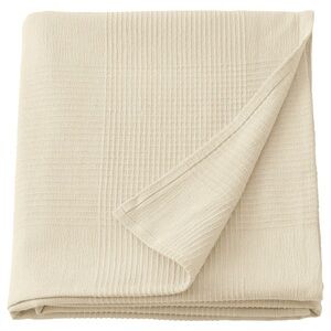 Cream Waffle Knit Bedding Throw
